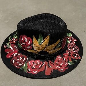 Floral Black Hat